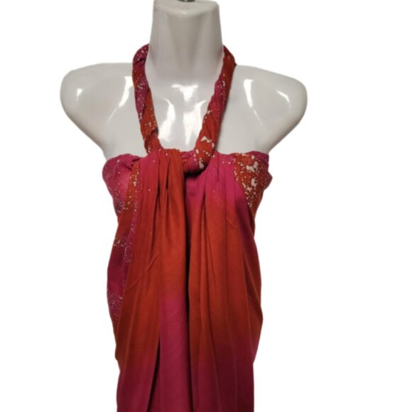 Cover Up Handpainted Cotton Batik Coverups Strapless Dress Wrapskirt Home Accent - Picture 8 of 11